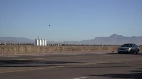 Silo on desert farm with mountain in view 05 스톡 동영상 44342452