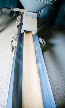 Silo elevator conveyor system for grain, conveyor belt of silo. Stock-Fotos