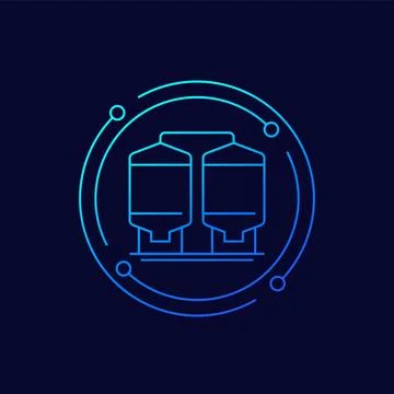 Silo, grain storage icon, linear design Stock Illustration