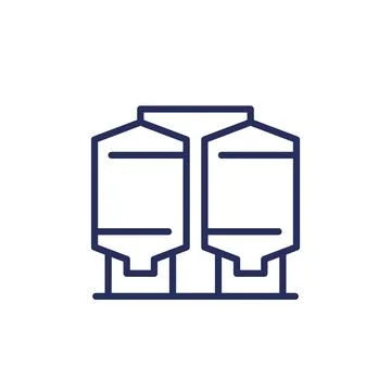 Silo, grain storage line icon Stock Illustration