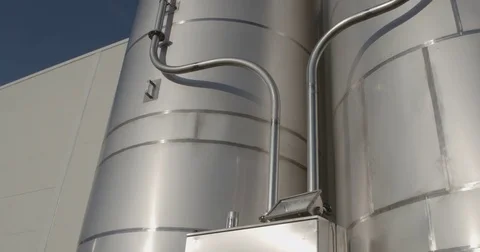 Silo, grain tank.Low angle view,moving image Vidéo 79814684