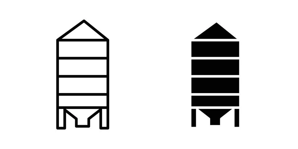 Silo icon set modern line and solid style collection. Stock Illustration