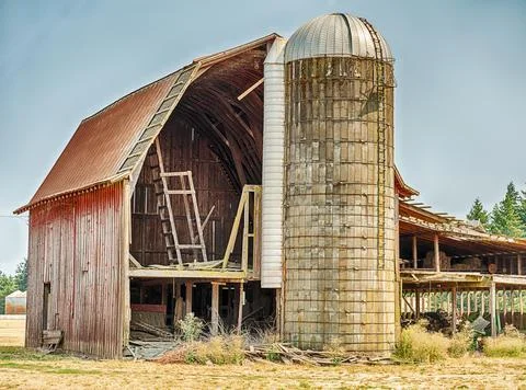 Silo With Open Barn Wall Stock Photos