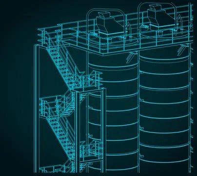 Silo storage drawings close-up Stock Illustration