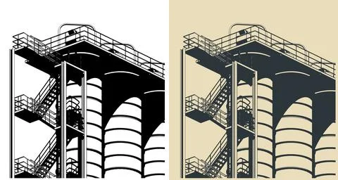 Silo storage system close-up Stock Illustration