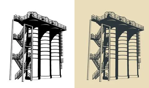 Silo storage system illustrations Stock Illustration