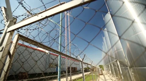 Silohs and barbed wire Stock Footage 41799682