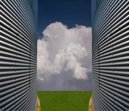 Silos and landscape Stock Photos