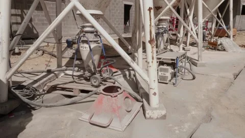 The silos design stands on the construction site Stock Footage 132495017