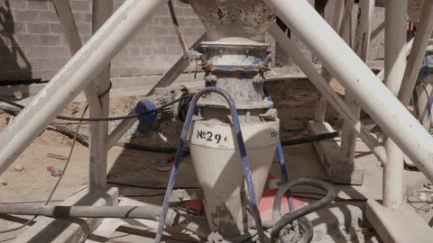 The silos design stands on the construction site Stock Footage 132495043