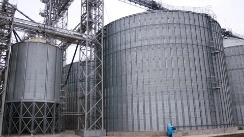 Silos at an elevator in late autumn Stock Footage 120558465