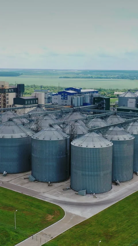 Silos of grain elevator Stock Footage 298338831