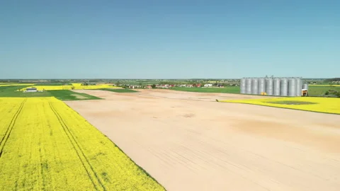 Silos over the beautiful fields, Stock Footage 90494447