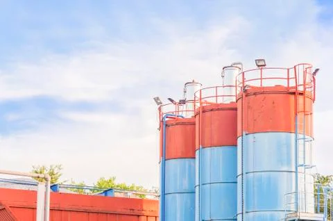 Silos for the production of cement Stock Photos