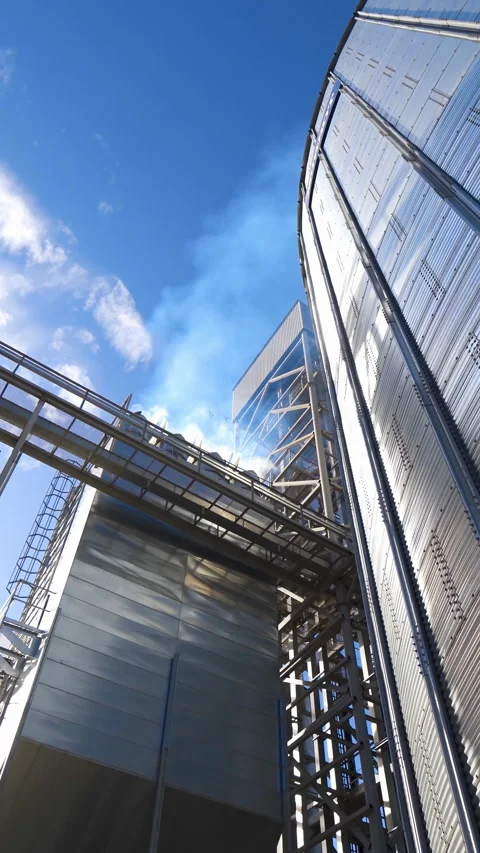 Silos for storing grain harvest. Stock Footage 310113618