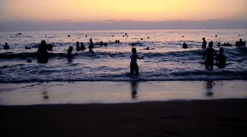 Silouhette in Beirut public beach Stock Footage 68817026