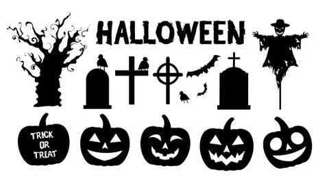 Siluate halloween vector set Stock Illustration