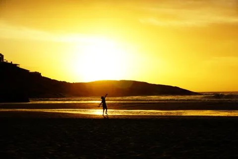 Siluette in sunset Stock Photos