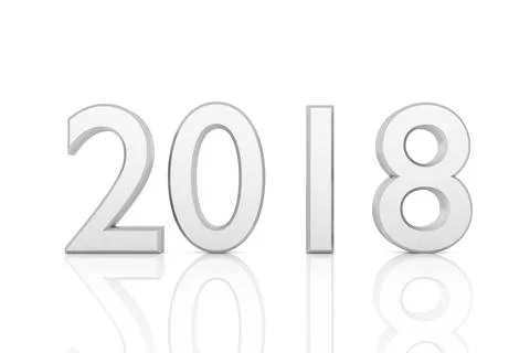 Silver 2018 text. 3D rendering. Stock Illustration