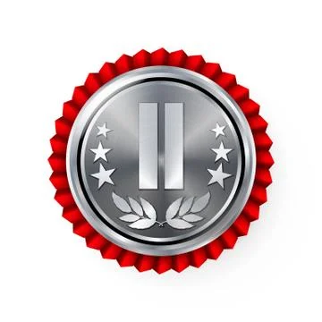 Silver 2st Place Rosette, Badge, Medal Vector. Realistic Achievement With Best Illustrazione stock