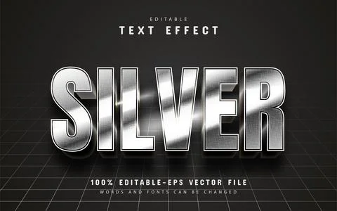 Silver 3d editable text effect Illustrazione stock