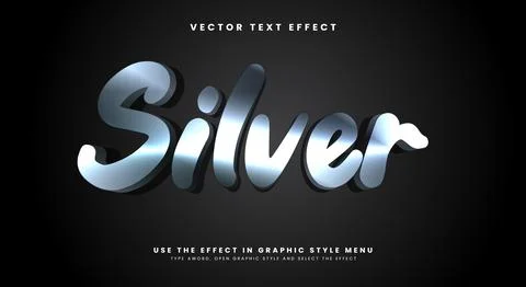 Silver 3D editable text effect Template 스톡 일러스트