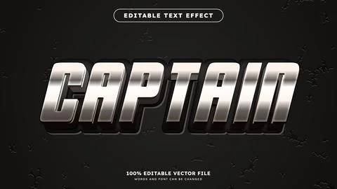 Silver 3D editable text effect metallic and shiny text style Stockillustratie