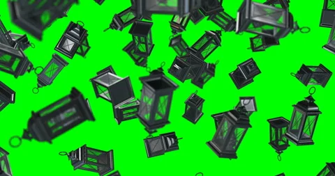 Silver 3D Lantern falling rain slow motion Stock Footage 162444903