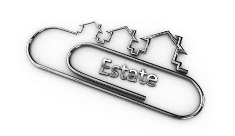 Silver 3d modern design logo with estate word illustration Stock Illustration
