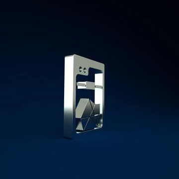 Silver 3D printer icon isolated on blue background. Minimalism concept. 3d il Stock Illustration