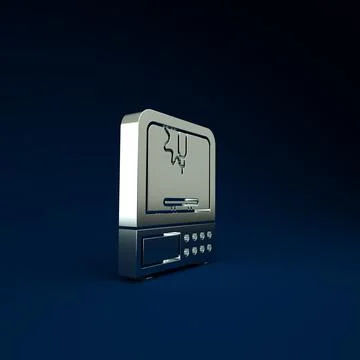 Silver 3D printer icon isolated on blue background. Minimalism concept. 3d il 库存插图