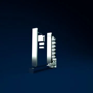Silver 3D printer icon isolated on blue background. Minimalism concept. 3d il 库存插图