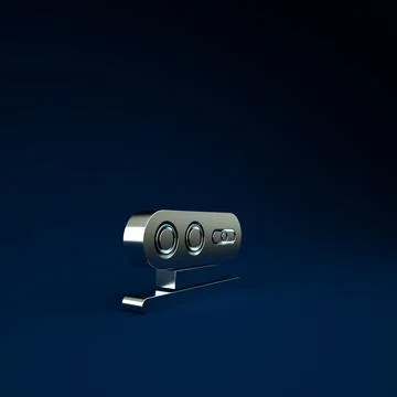 Silver 3d scanning system icon isolated on blue background. Minimalism concep 스톡 일러스트