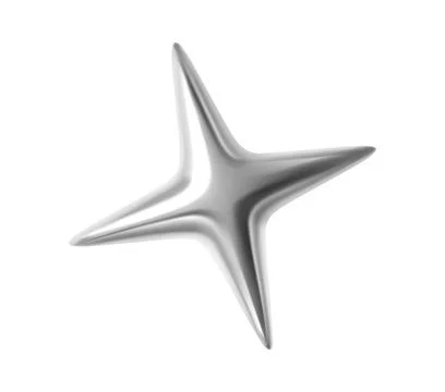 Silver 3d star or light spark realistic symbol Ilustração Stock