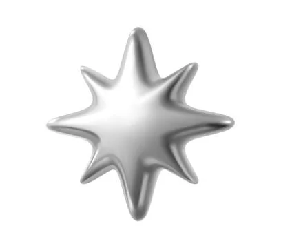 Silver 3d star or spark realistic metallic shape Stock Illustration