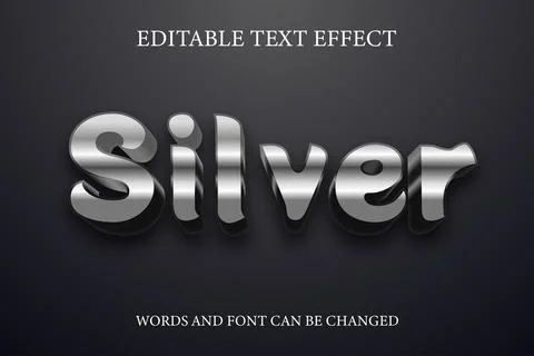 Silver 3d style text effect Illustrazione stock