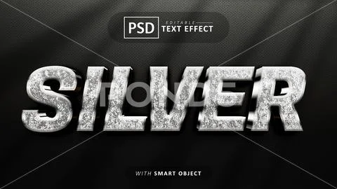 Silver 3d text effect editable PSD Template