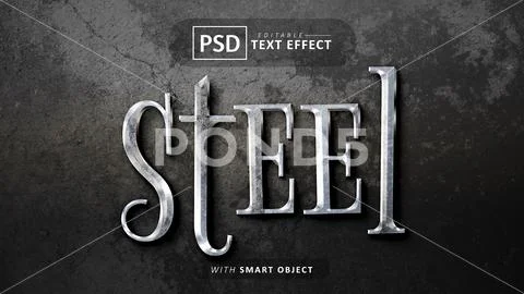 Silver 3d text effect editable PSD Template