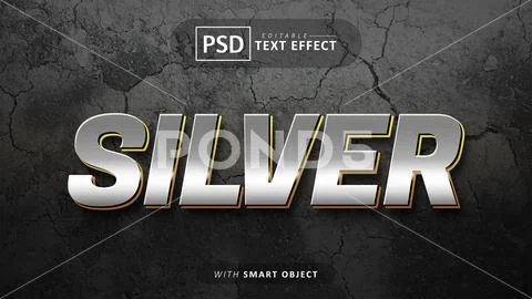 Silver 3d text effect editable Modello PSD