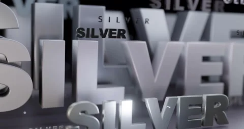 SILVER 3D TEXT,  The Word SILVER Typography Background Arts  (3D Render) 스톡 동영상 179515694