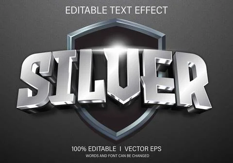 Silver 3d vector text effect with modern style design Stock Illustration