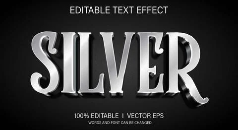 Silver 3d vector text effect with modern style design Stock Illustration