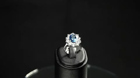 Silver 925, blue topas, cubic zirconia 3 Video stock 50744647