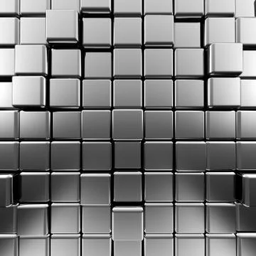 Silver abstract cubes 3d rendering イラスト素材