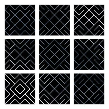 Silver abstract geometric seamless pattern tile backgrounds set with glitteri Stock Illustration