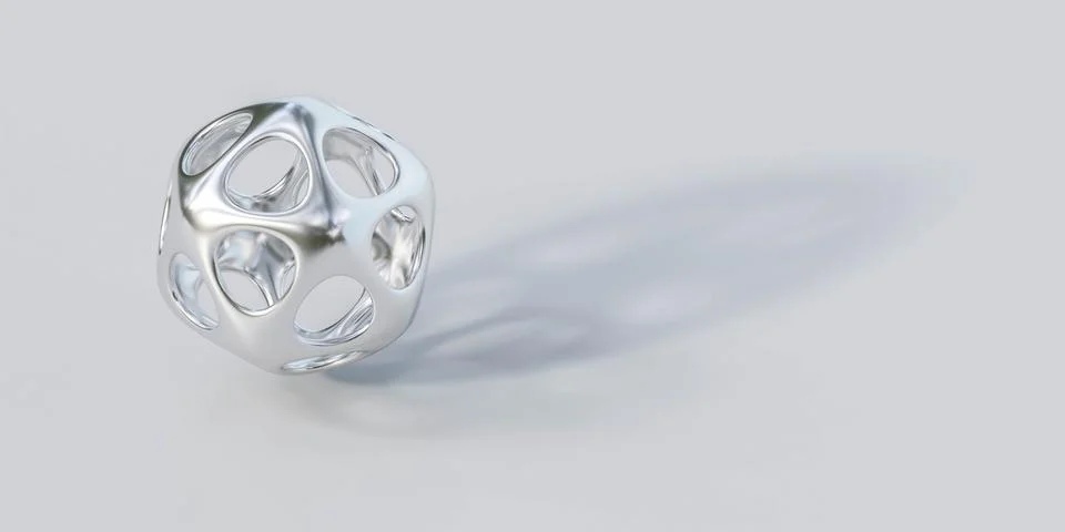 Silver abstract geometric shape 3d render illustration Stock Illustration