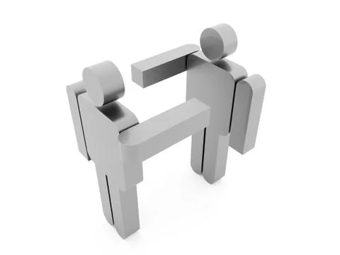 Silver abstract man figure rendered on white background Stock Illustration