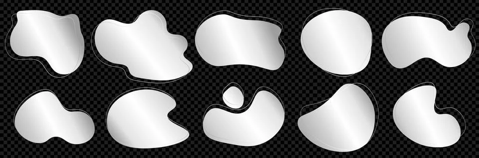Silver abstract organic blob. Vector design element. Irregular forms icons Stock Illustration
