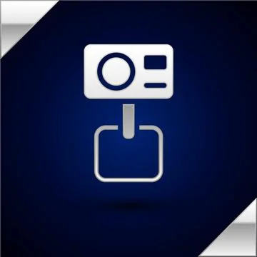 Silver Action extreme camera icon isolated on dark blue background. Video camera Stock Illustration