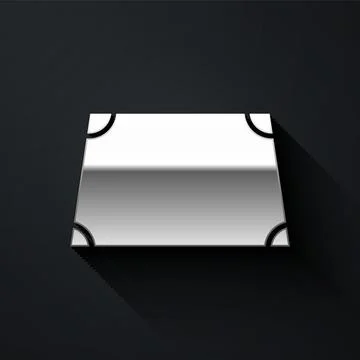 Silver Acute trapezoid shape icon isolated on black background. Long shadow Stock Illustration